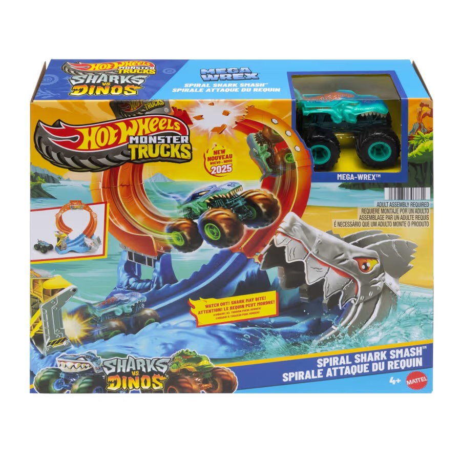 Hot Wheels Monster Trucks Corkscrew Shark Smash
