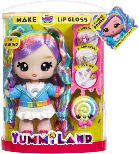 Yummiland Lip Gloss Doll  Skyler Rainbow Belt With DIY Lip Gloss Kit